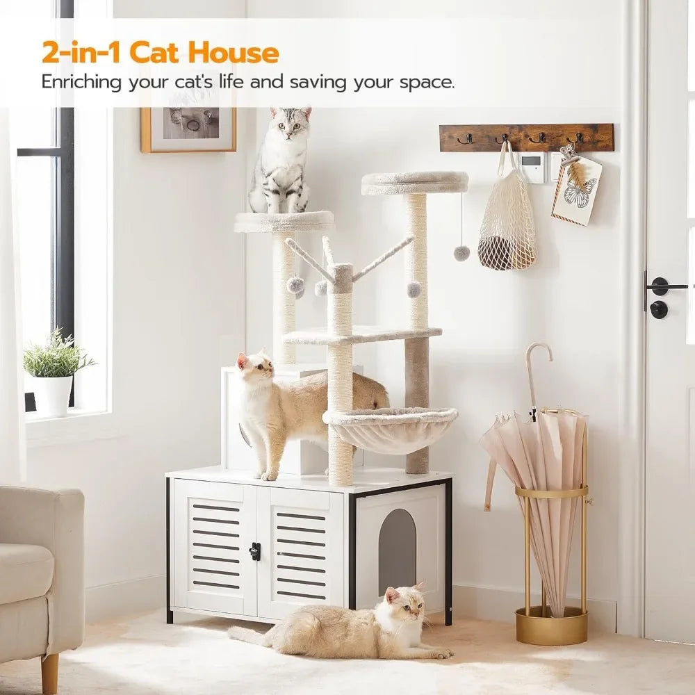 All-in-One Wooden Cat House Condo