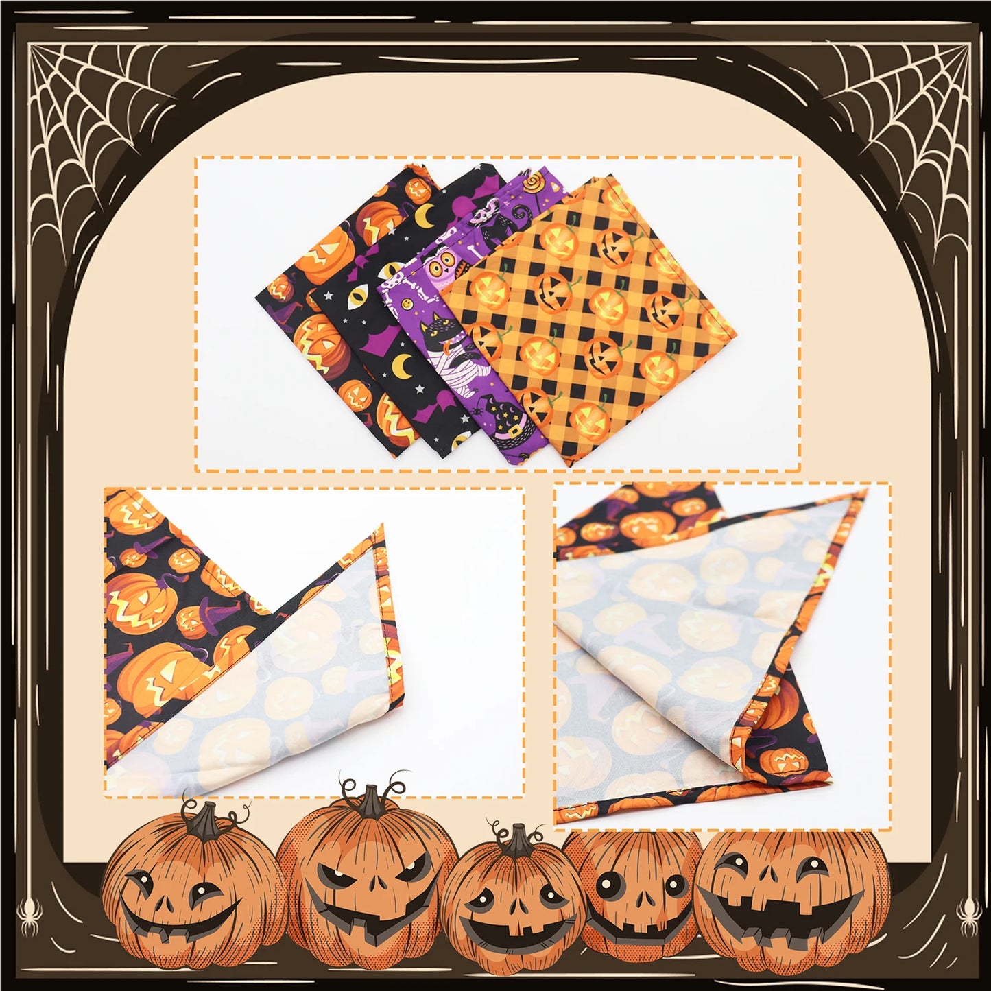 50/100PCS Halloween Dog Bandana