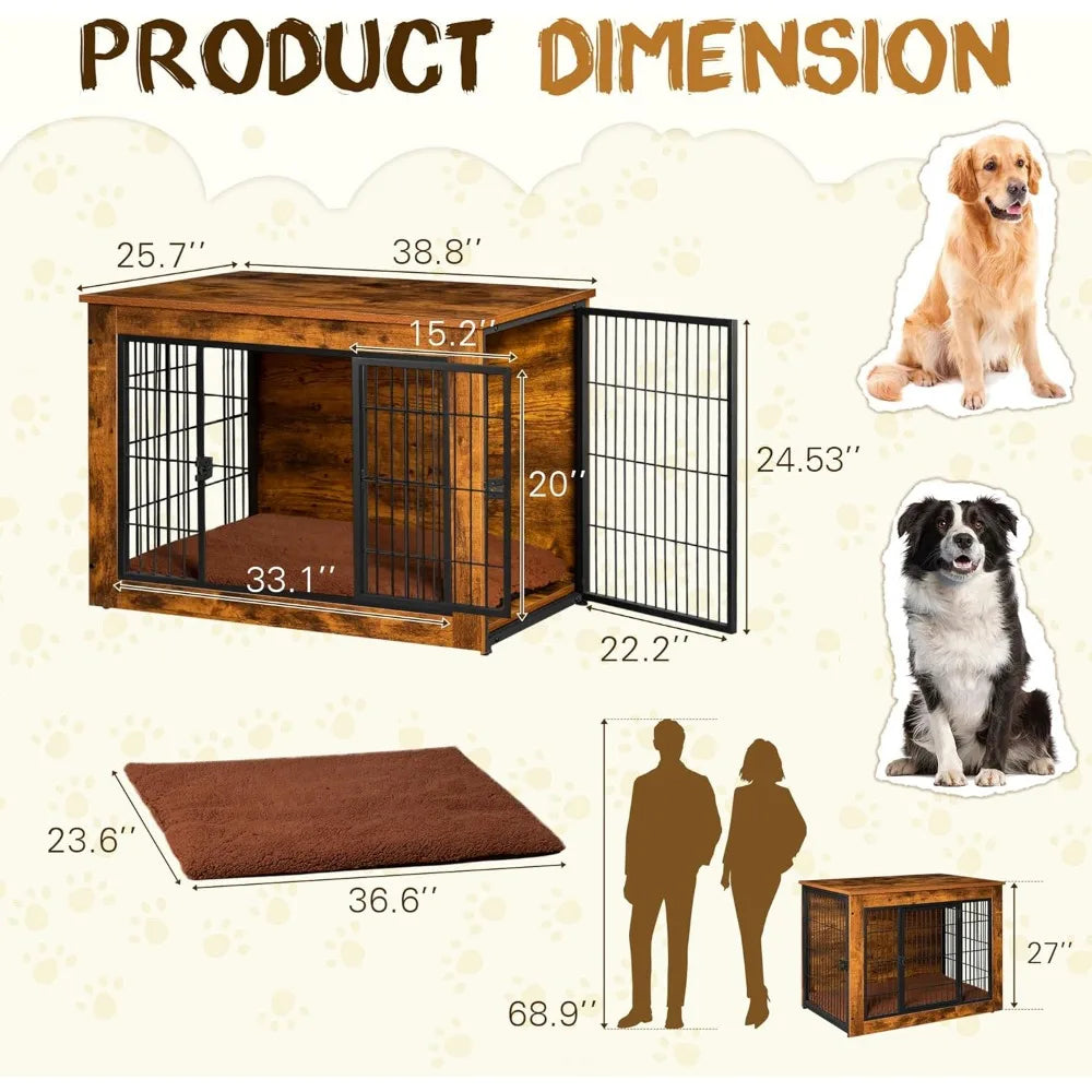 Dog Crate Furniture With Thick Cushion