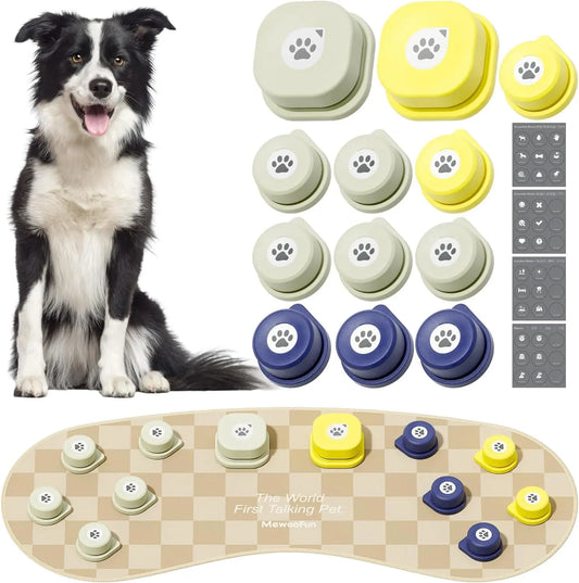 Dog Talking Button Set with Mat Communication- Voice Recording Button 12 Packs