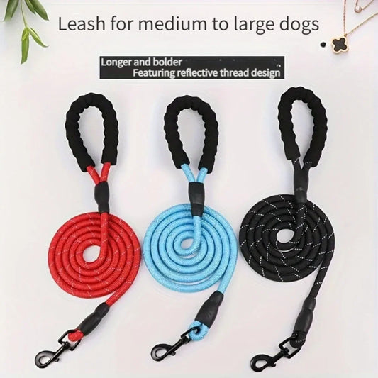 Dog Leads with Soft Padded Handle Highly Reflective Rope for Night Walking