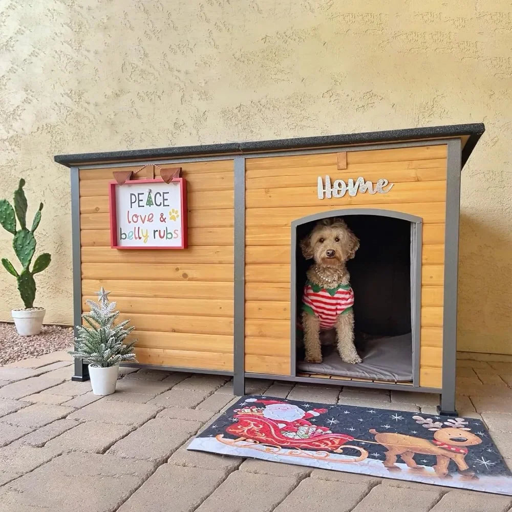 59" Extra Large Insulated Dog Kennel with Movable Insulation