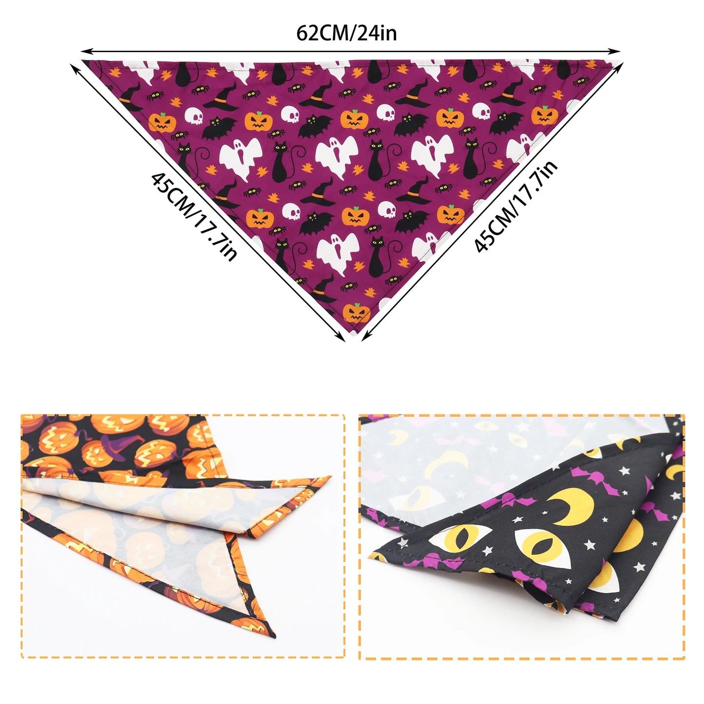 50/100PCS Halloween Dog Bandana