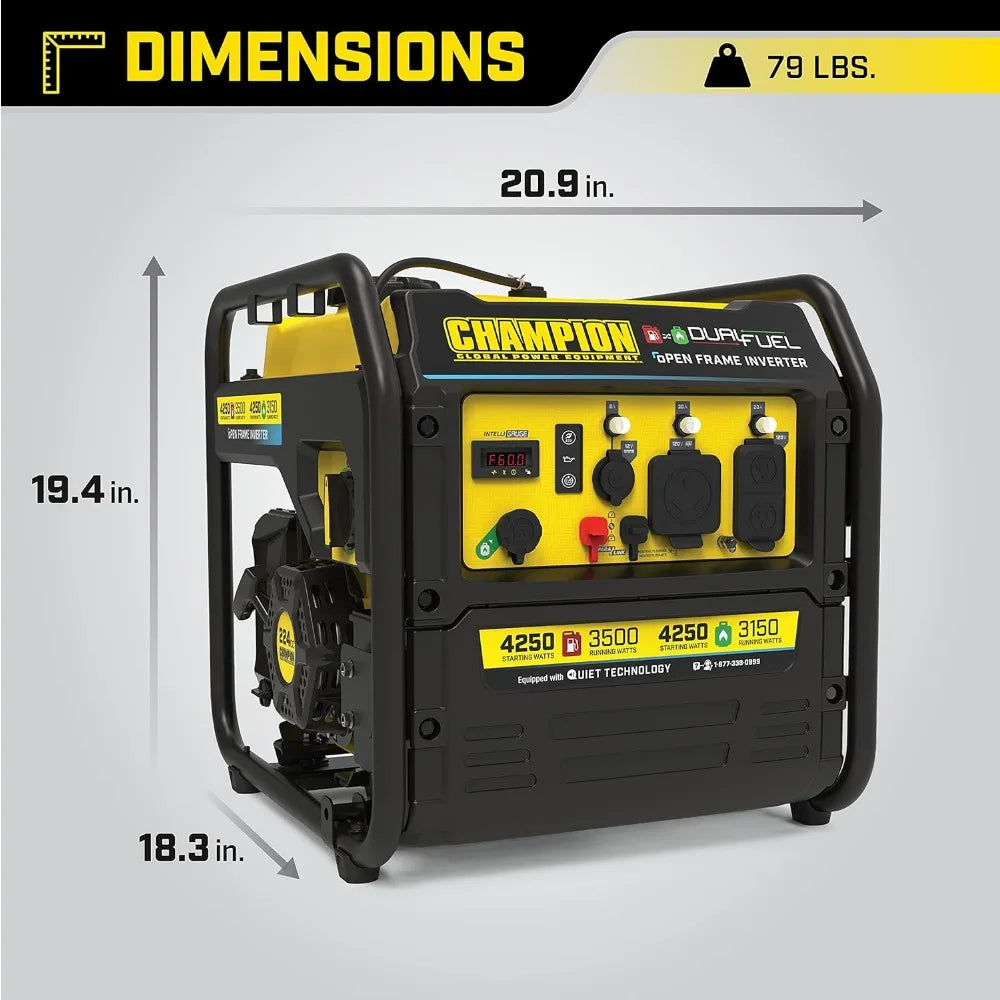 t Open Frame Inverter Generator, Dual Fuel Technology
