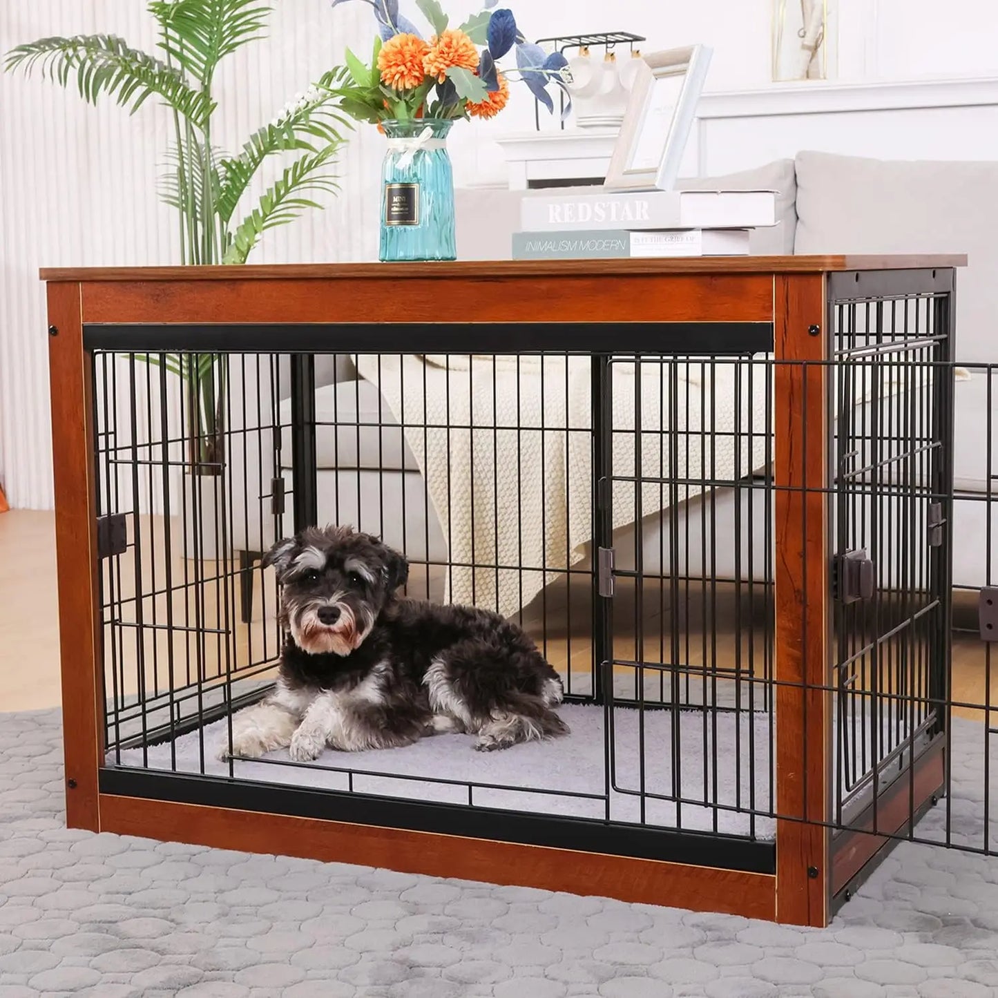 Wooden dog cage table, Heavy Duty, and three direction doors