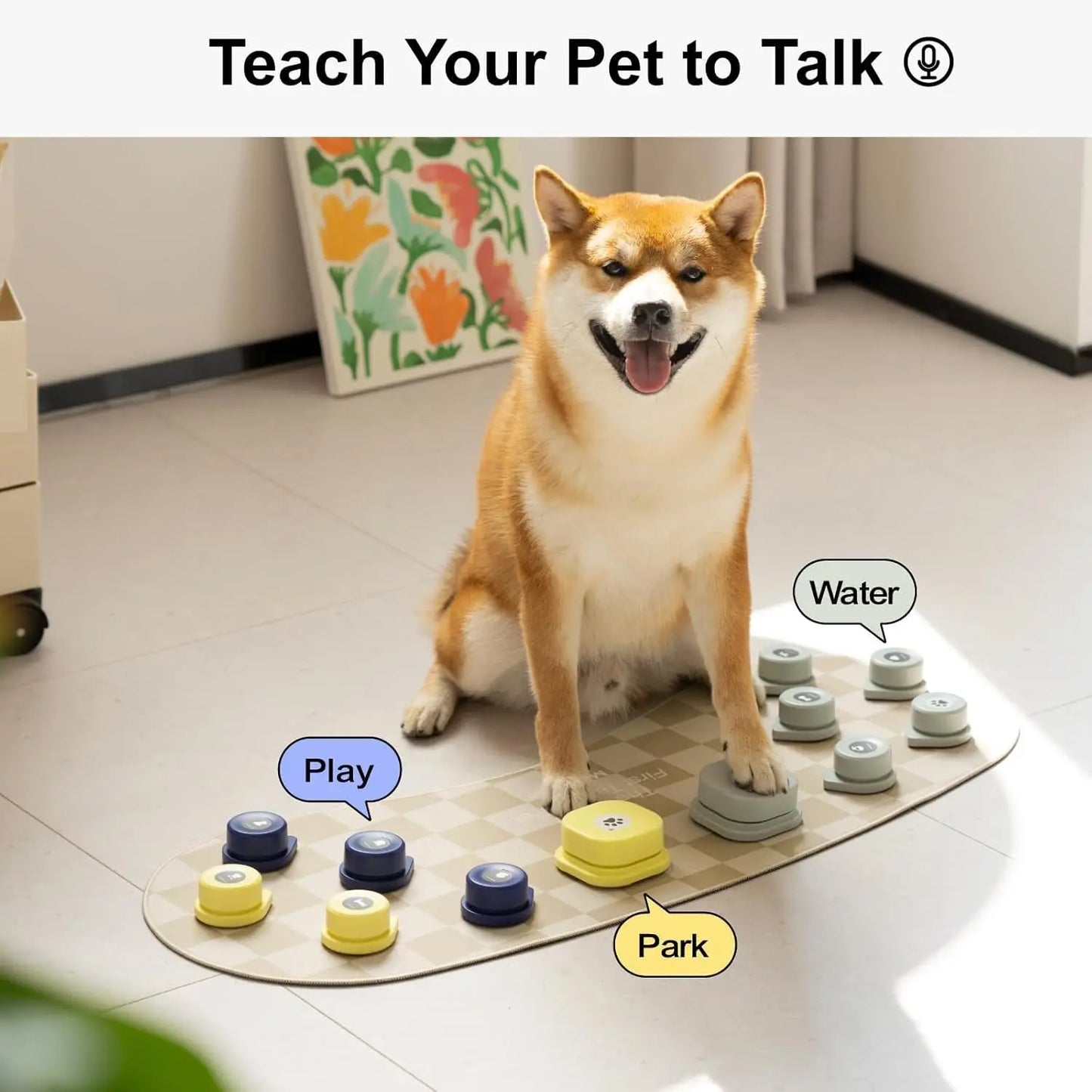 Dog Talking Button Set with Mat Communication- Voice Recording Button 12 Packs