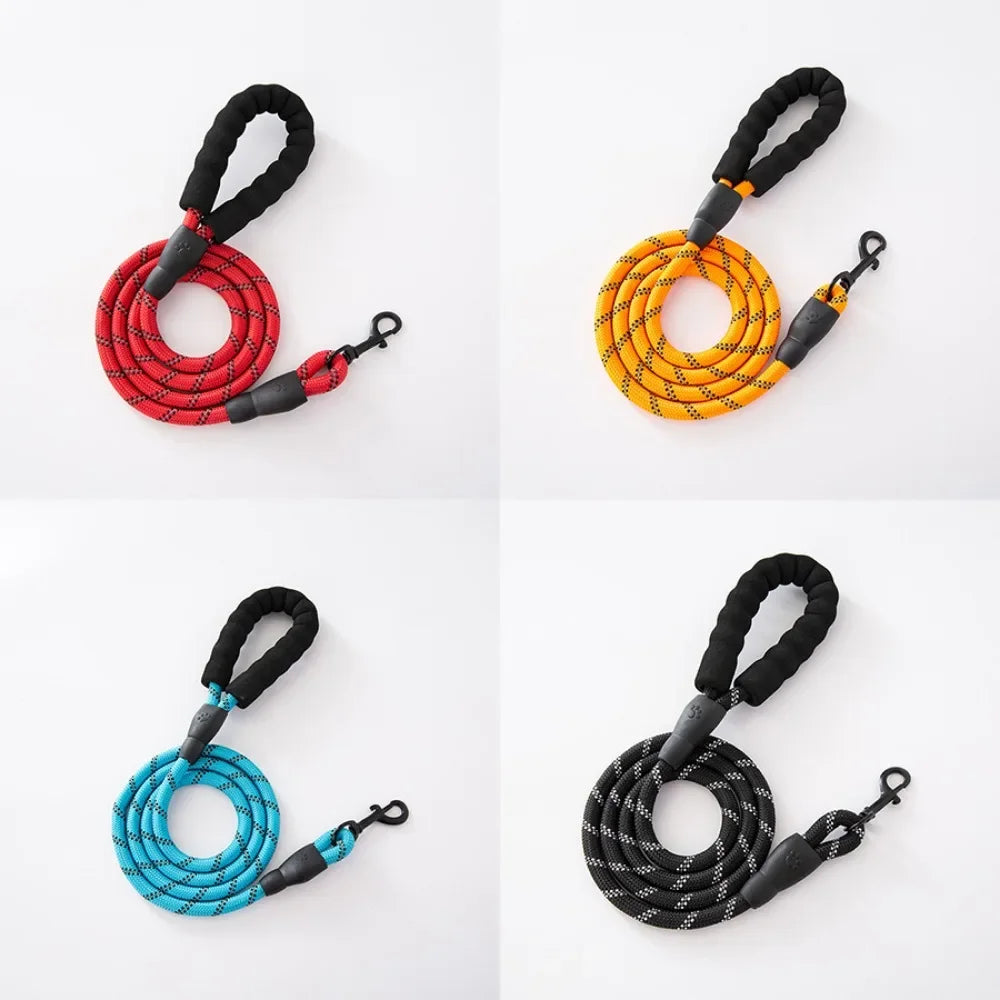 Dog Leads with Soft Padded Handle Highly Reflective Rope for Night Walking