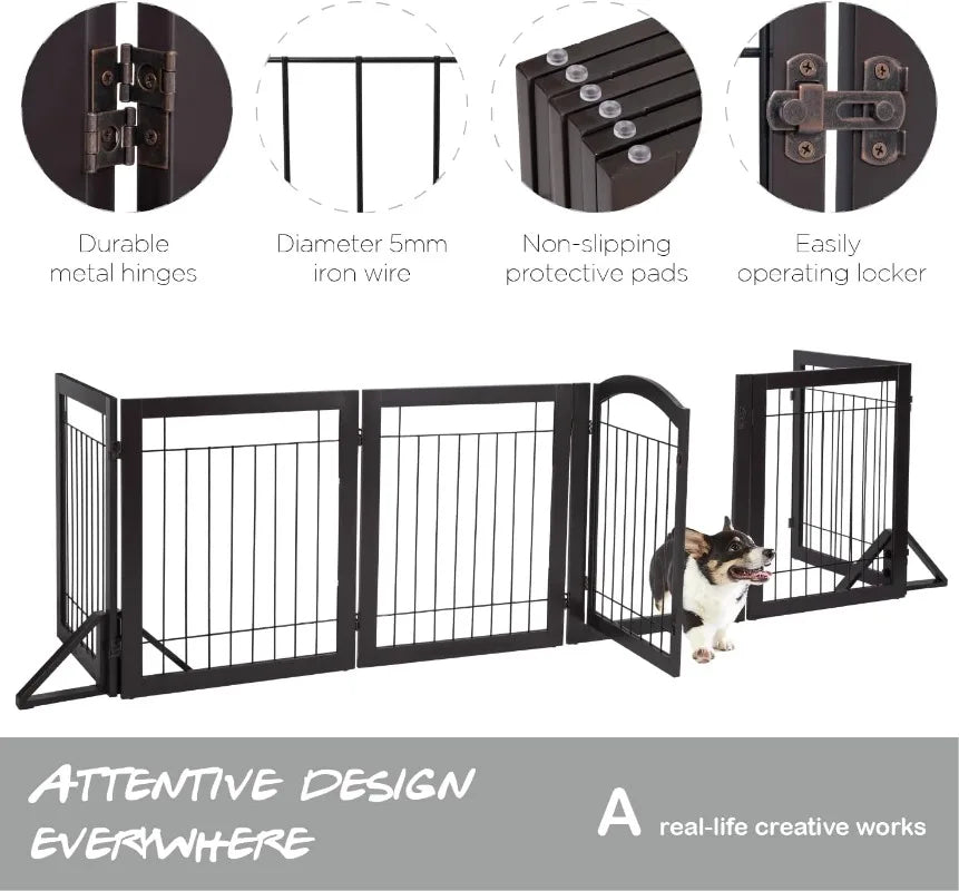 144-inch Extra Wide 30-inches Tall Dog gate with Door Walk Through