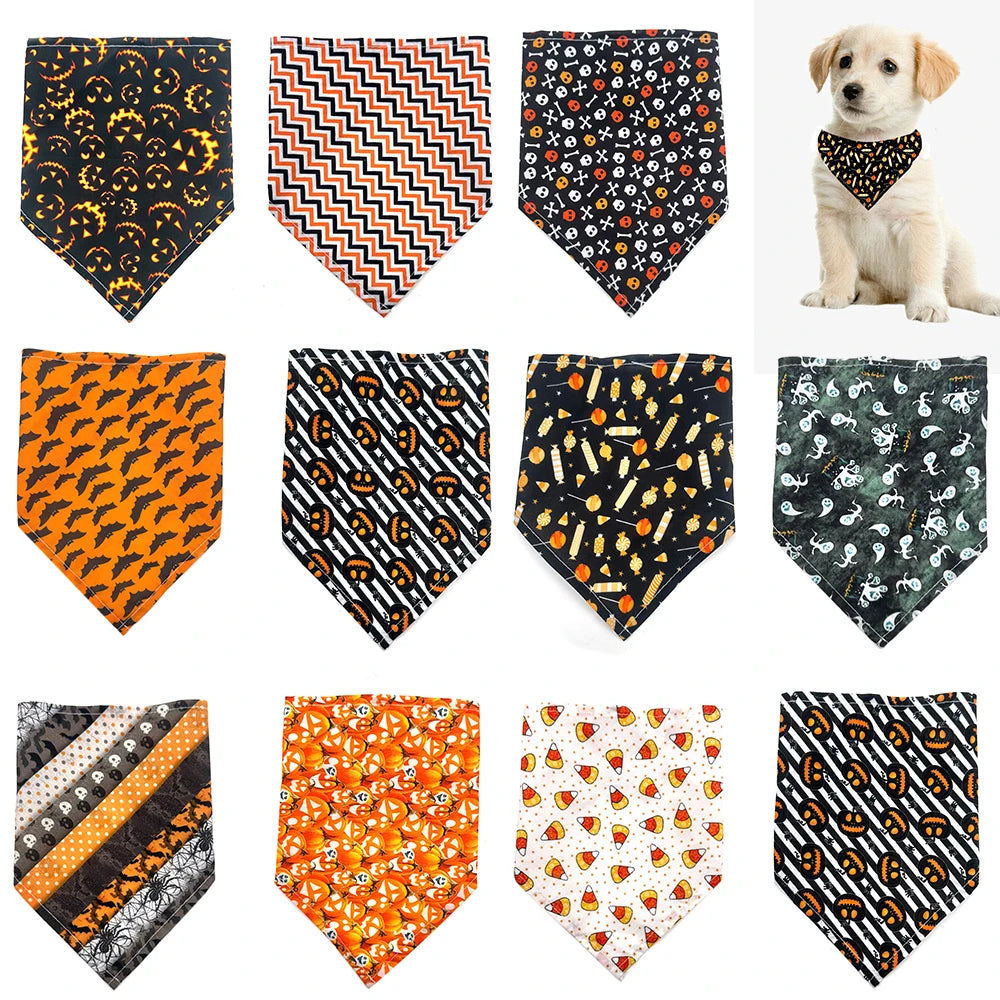 30/50pcs Halloween Style Dog Bandana