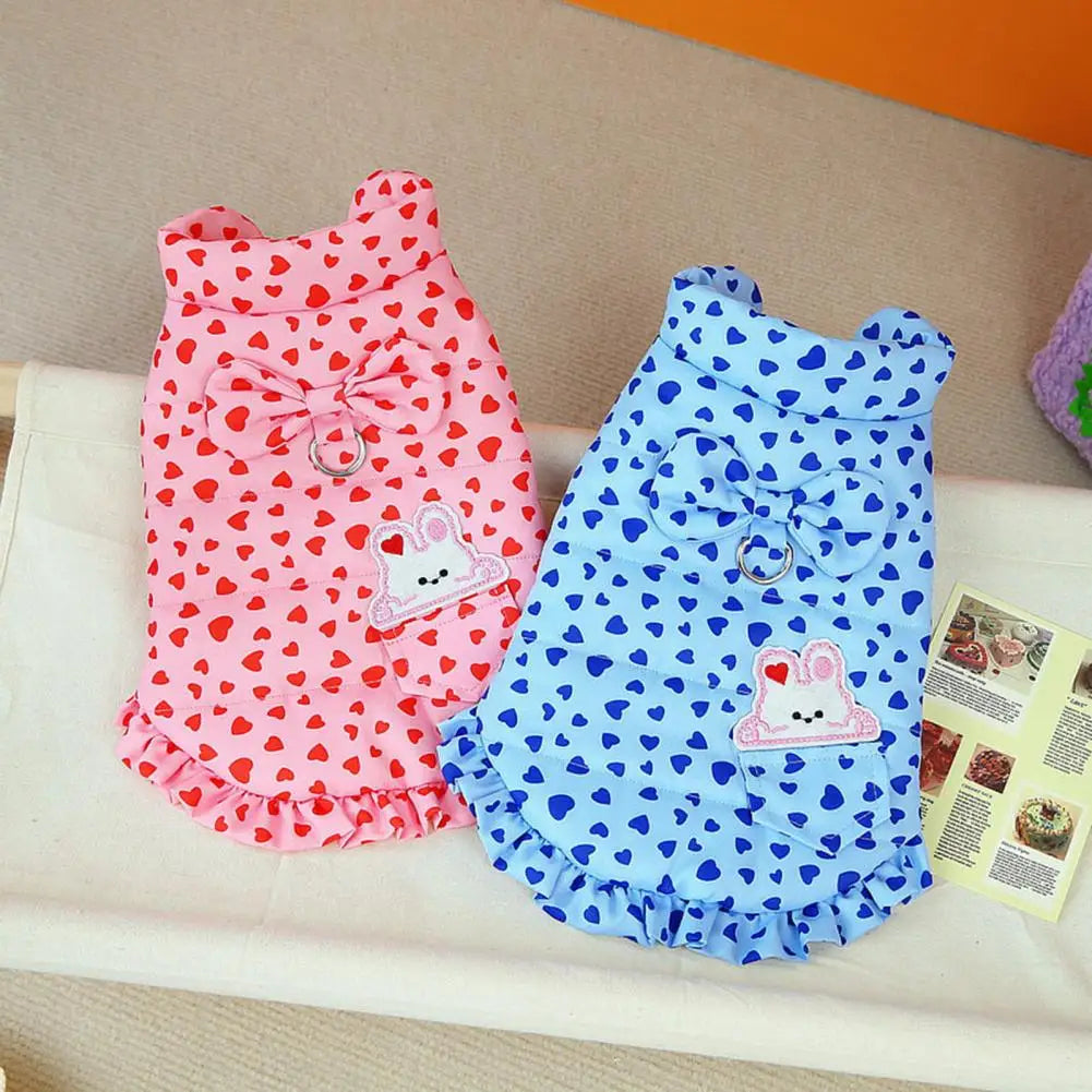 Small Waterproof Dog Coat with Heart Pattern