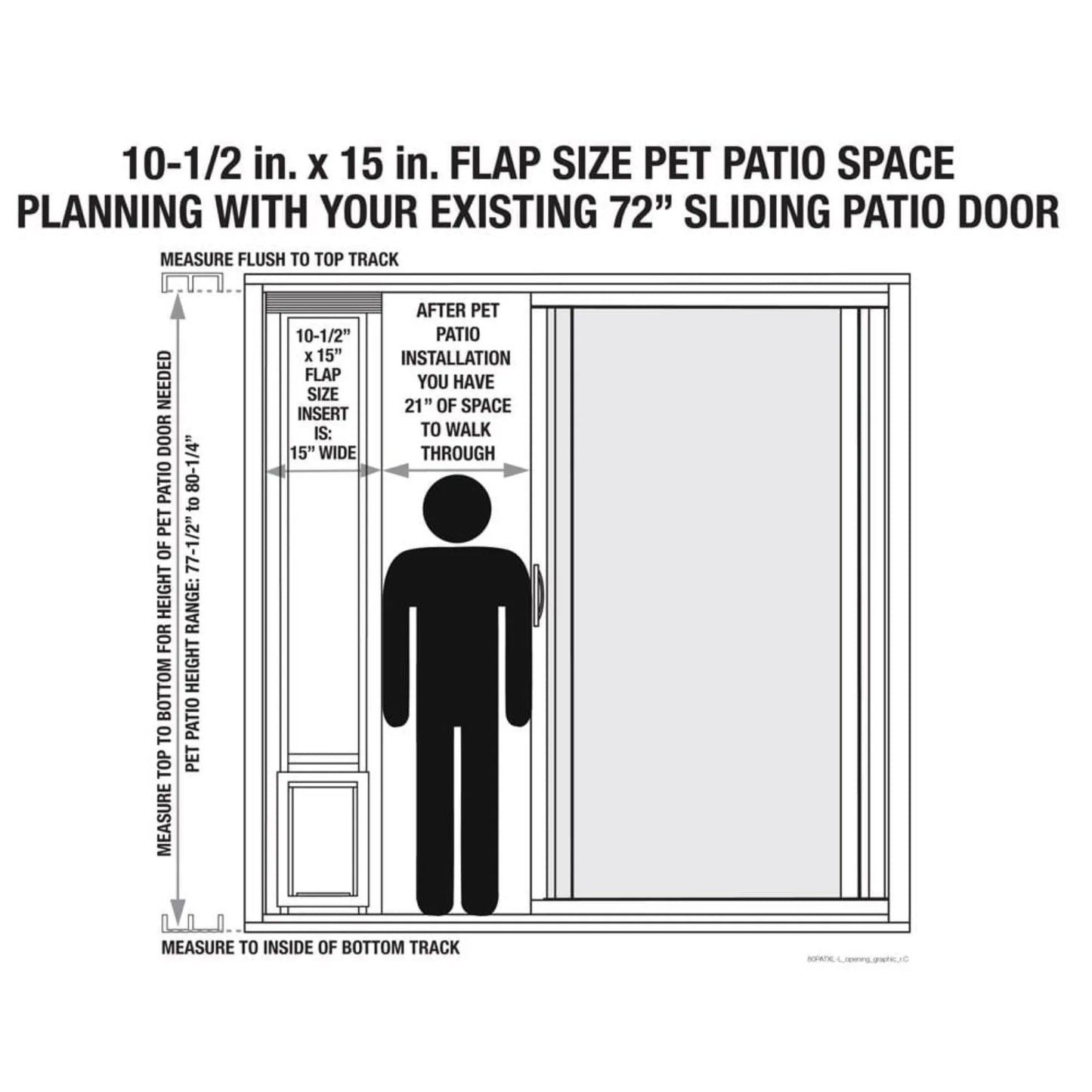 10.5 . x 15 Large White Pet and Dog Patio Door Insert for 77.6 . to 80.4 . Aluminum Sliding Glass