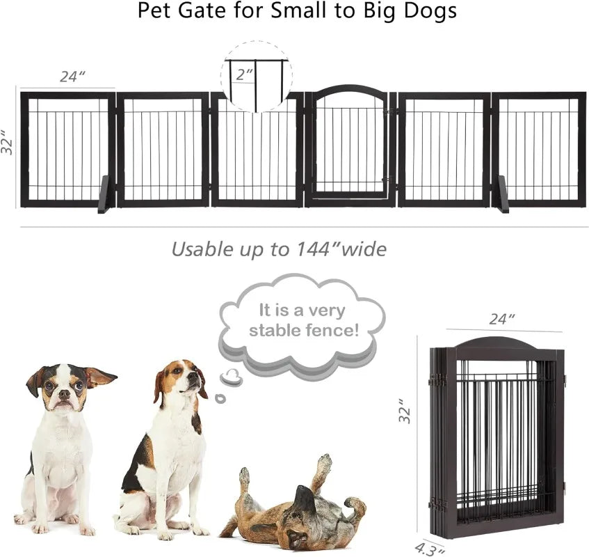 144-inch Extra Wide 30-inches Tall Dog gate with Door Walk Through