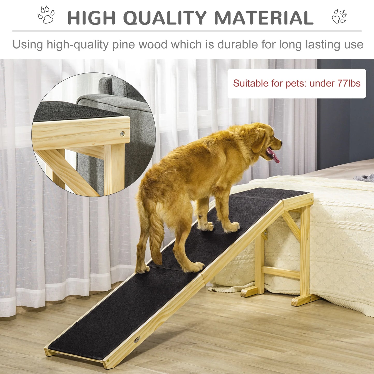 Dog Ramp  for Dogs with Non-Slip Carpet and Top Platform