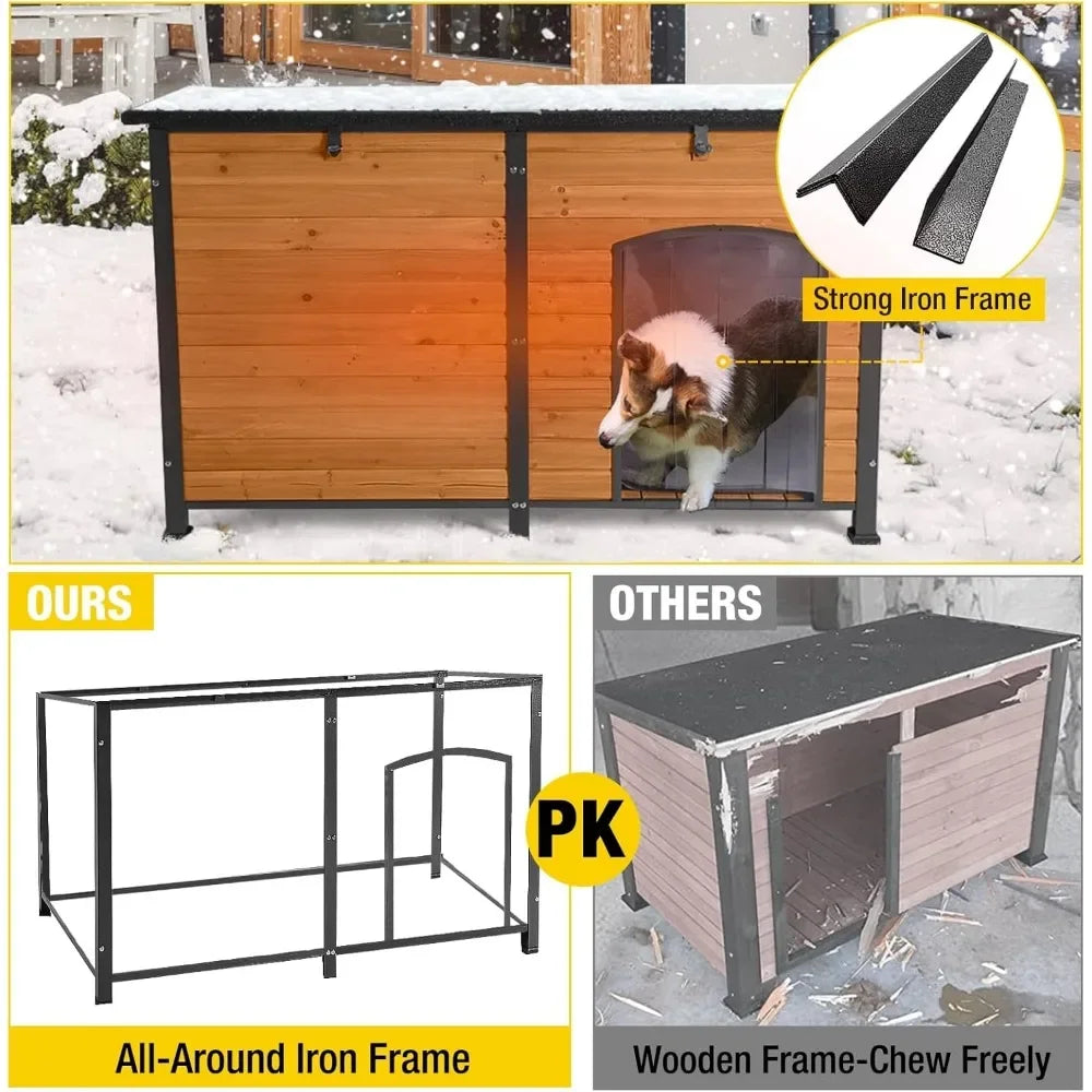 59" Extra Large Insulated Dog Kennel with Movable Insulation