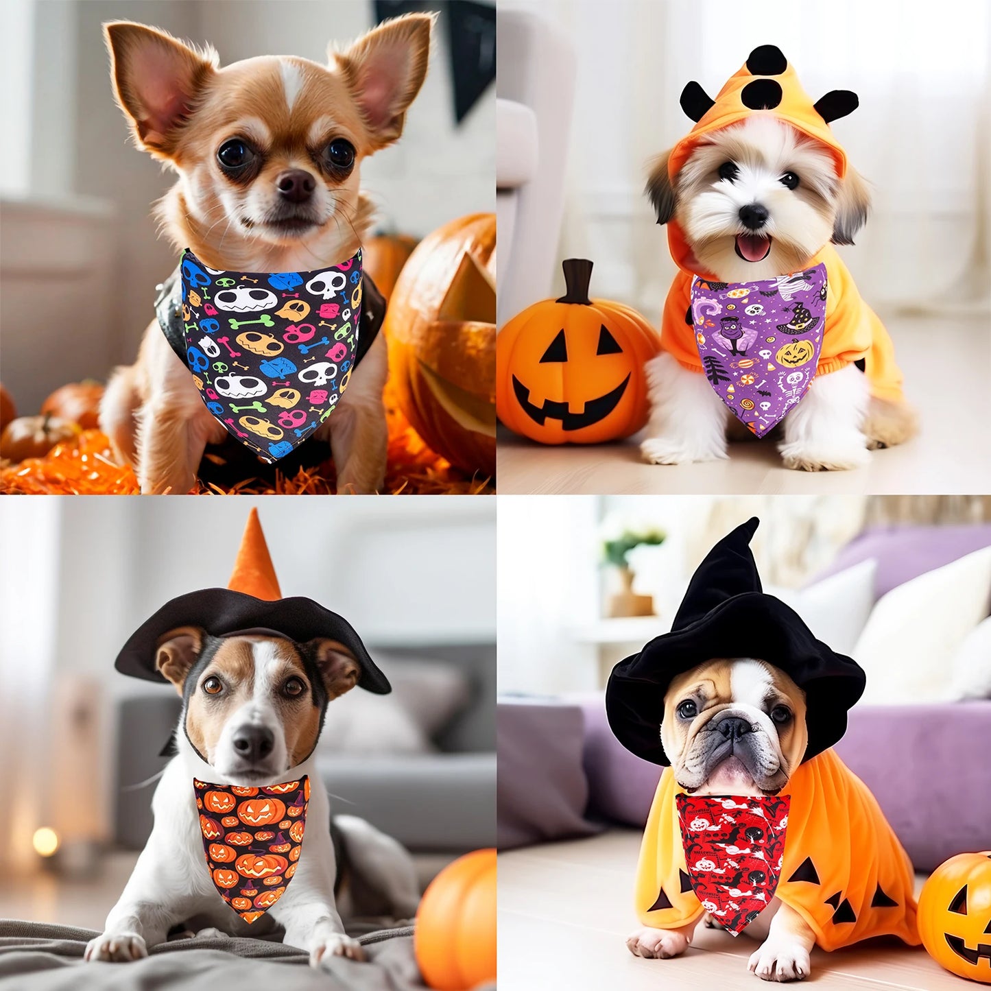 50/100PCS Halloween Dog Bandana