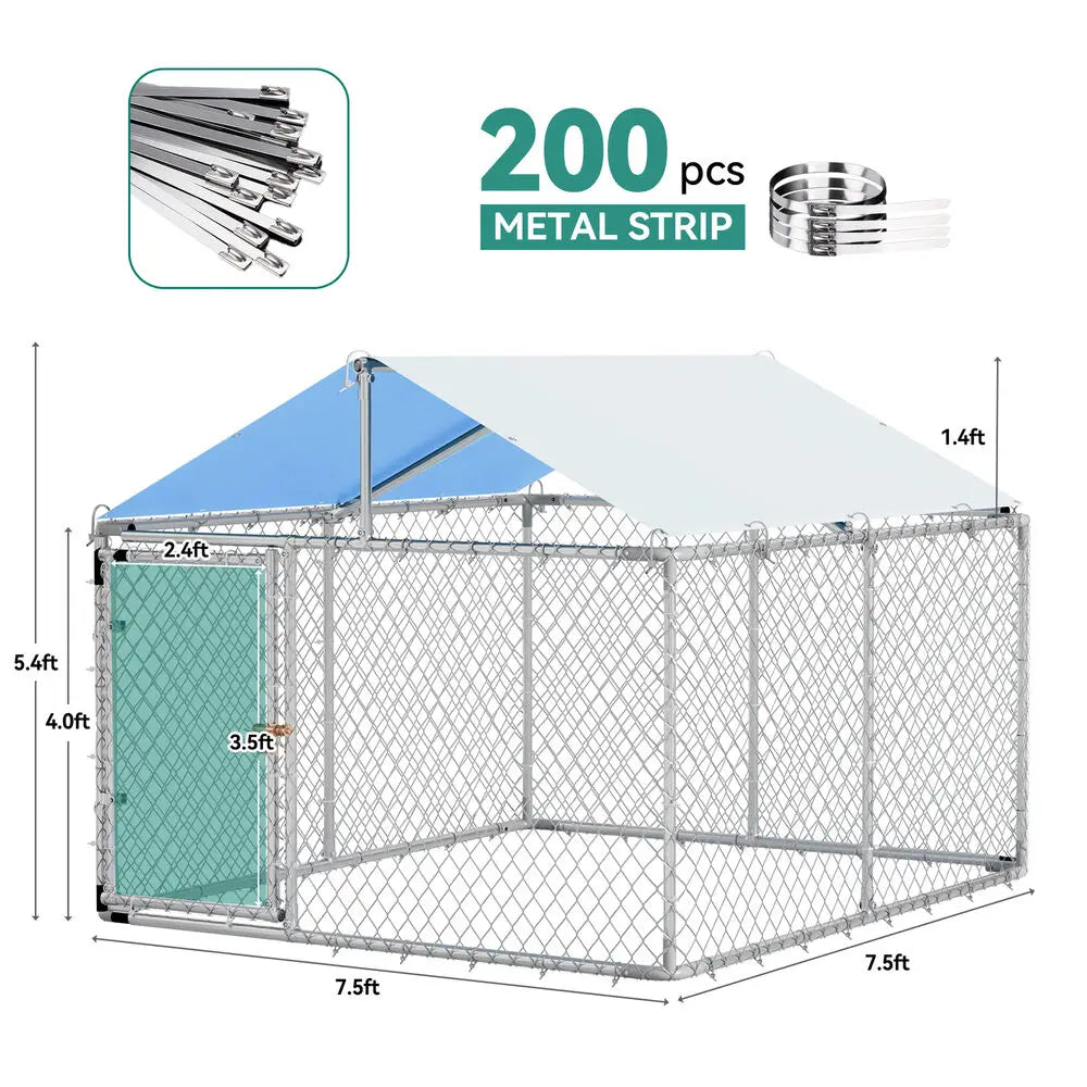 Outdoor Dog Kennel w/ Metal Dog Gate