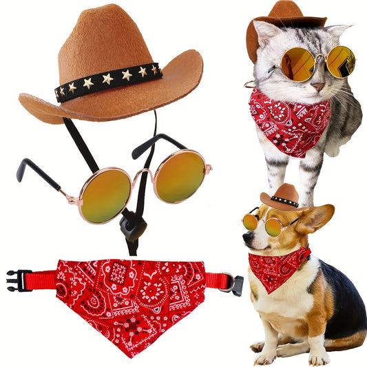 3pcs/set, Pet Cowboy Costume Set