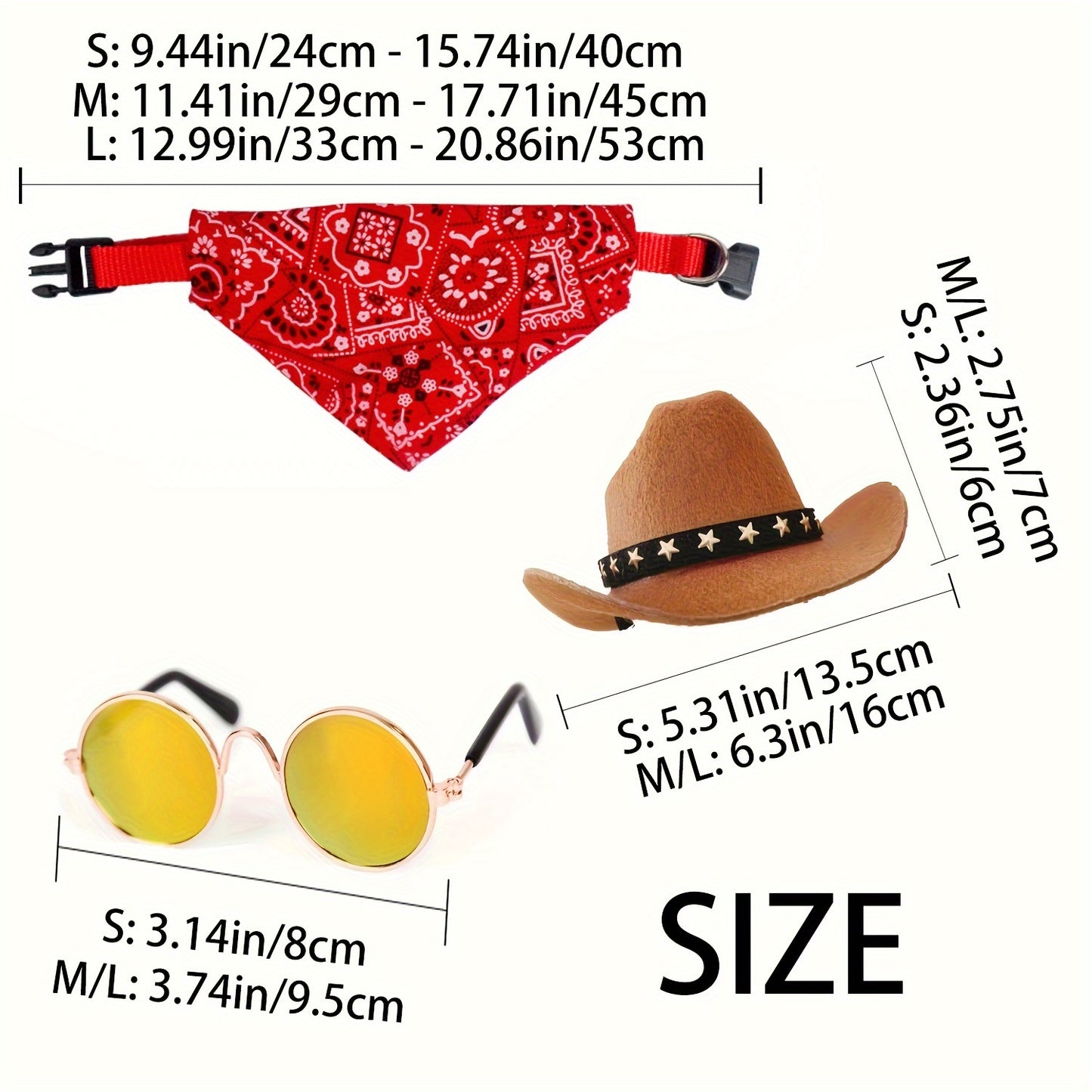 3pcs/set, Pet Cowboy Costume Set