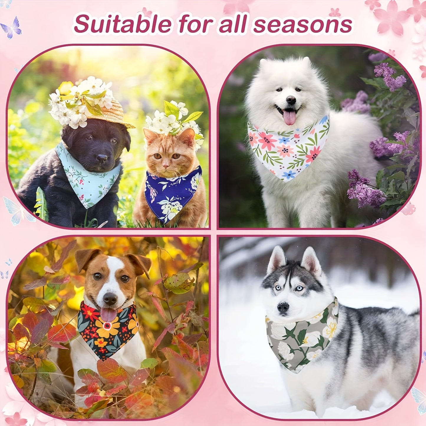 50pcs Floral Dog Bandanas\