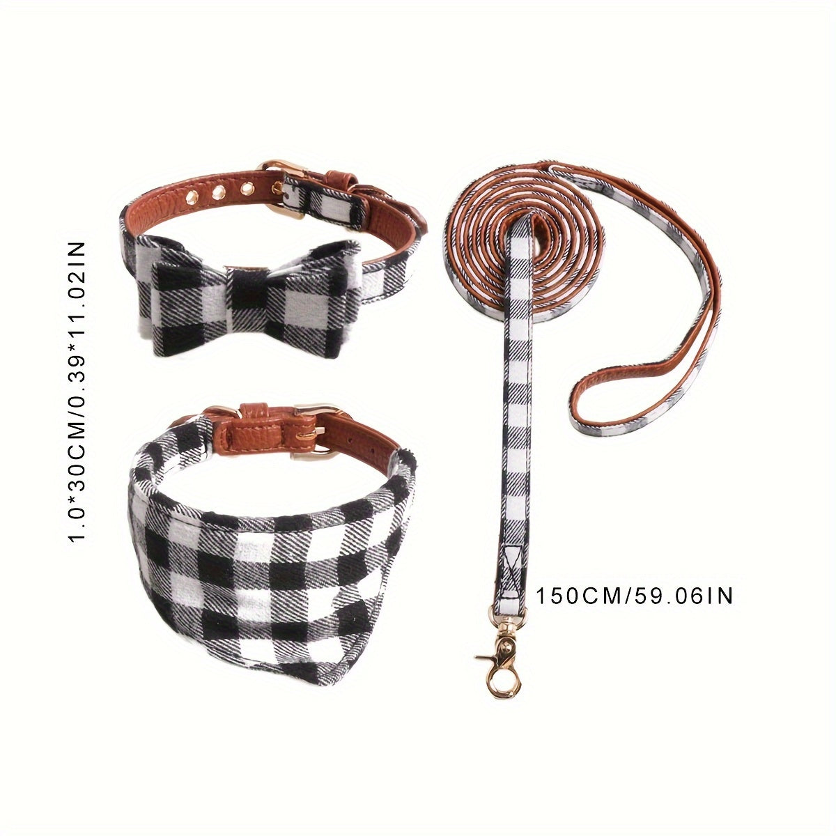 Faux Leather Bow Tie, Collar & Bandana